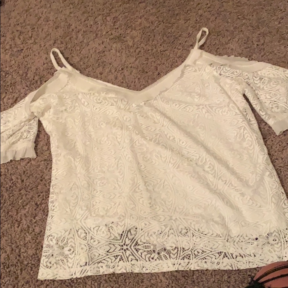 White off the shoulder lace top